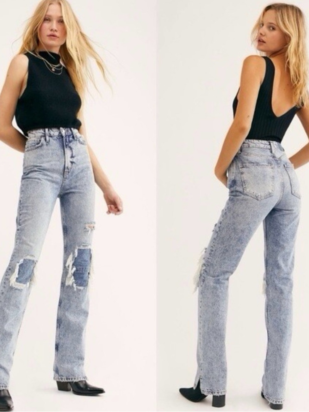 We the Free Distressed Straight Leg High Rise My Own Lane Mineral Wash Y2K Jeans